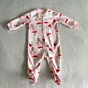 Carter’s fleece Santa Zip up Long Sleeved Footed Bodysuit